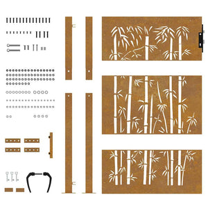vidaXL Garden Gate 100x150 cm Corten Steel Bamboo Design