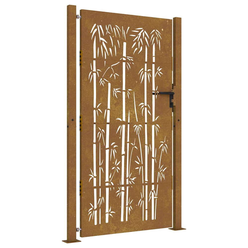 vidaXL Garden Gate 100x200 cm Corten Steel Bamboo Design