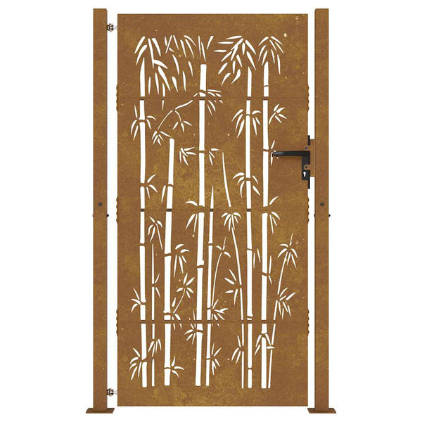 vidaXL Garden Gate 100x200 cm Corten Steel Bamboo Design