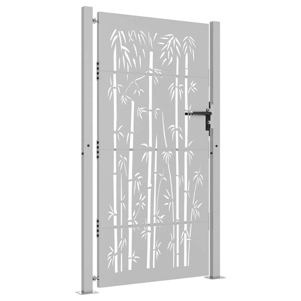 vidaXL Garden Gate 100x200 cm Corten Steel Bamboo Design