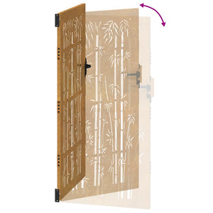 vidaXL Garden Gate 100x200 cm Corten Steel Bamboo Design