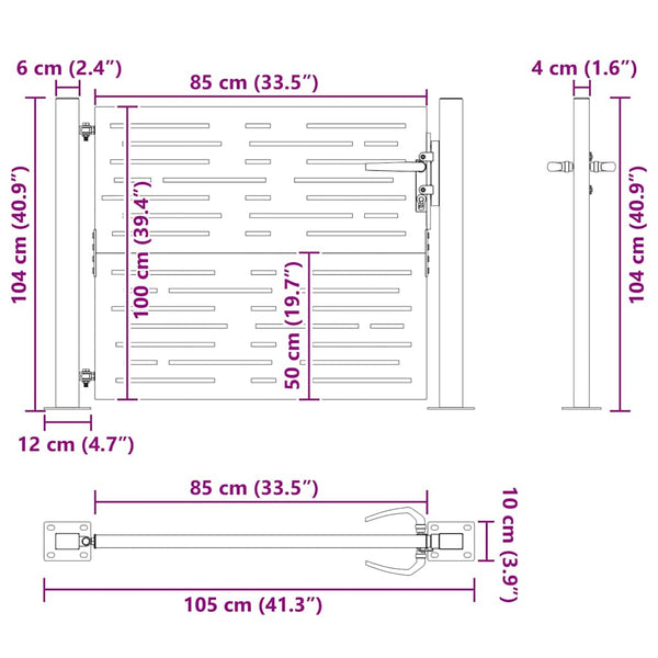 vidaXL Garden Gate 100x100 cm Corten Steel Square Design