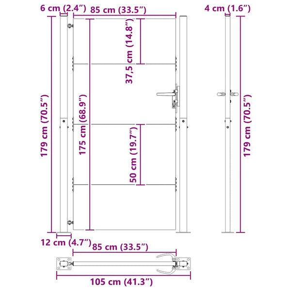 vidaXL Garden Gate 100x175 cm Corten Steel