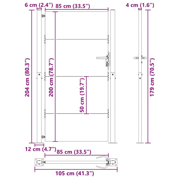 vidaXL Garden Gate 100x200 cm Corten Steel