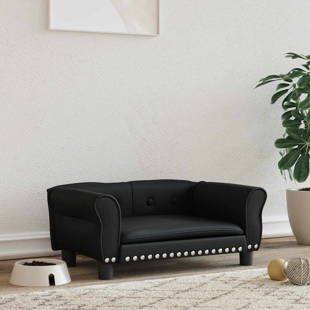 vidaXL Dog Bed Black 70x45x30 cm Faux Leather