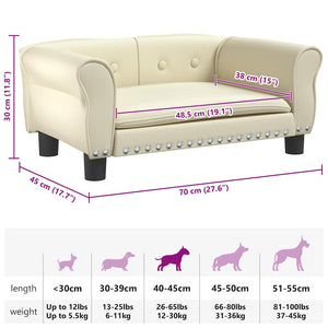 vidaXL Dog Bed Cream 70x45x30 cm Artificial Leather