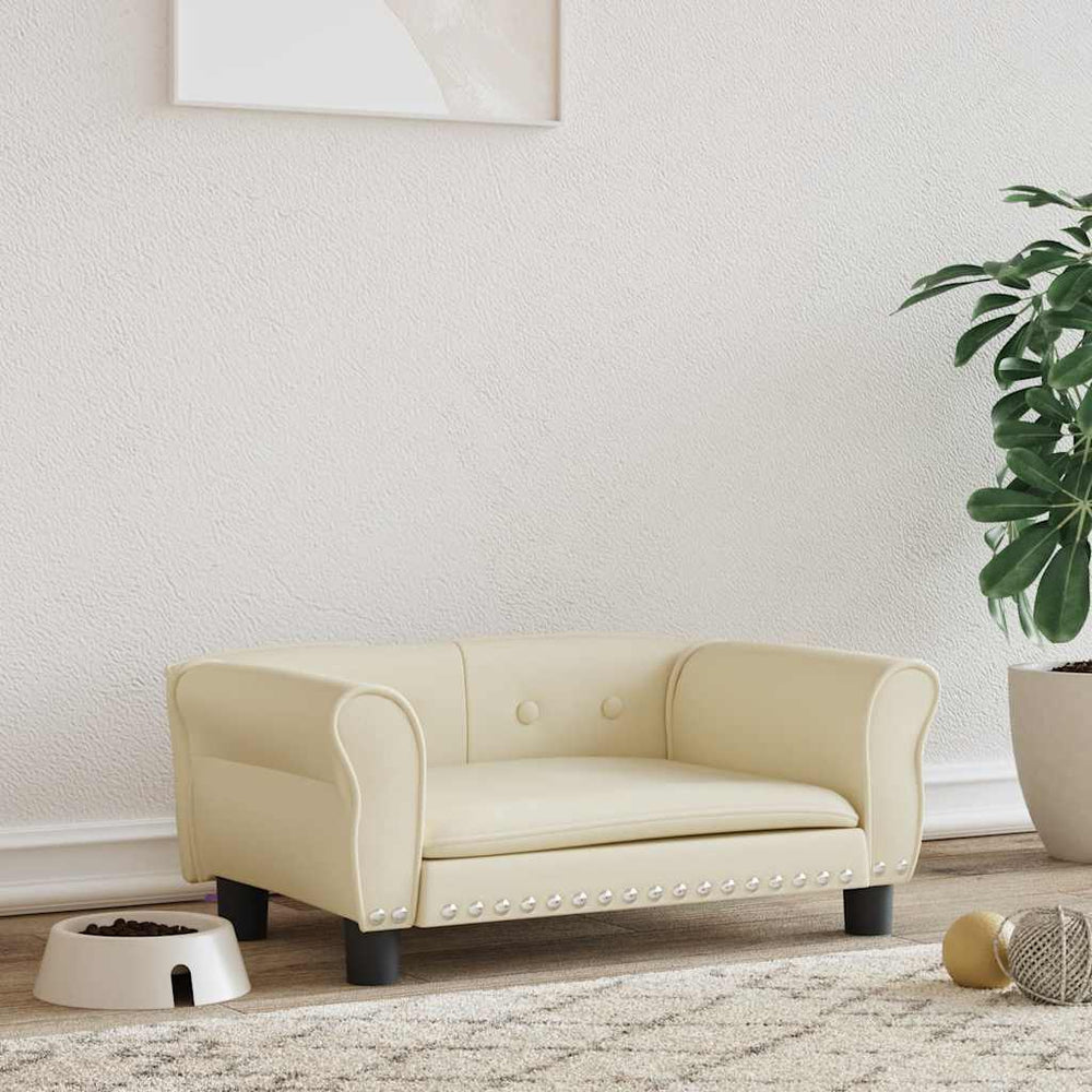 vidaXL Dog Bed Cream 70x45x30 cm Artificial Leather