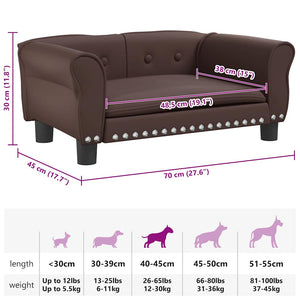 vidaXL Dog Bed Brown 70x45x30 cm Faux Leather