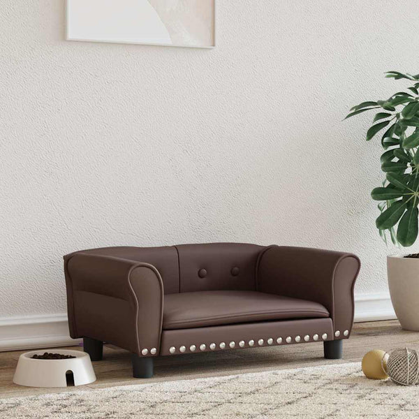 vidaXL Dog Bed Brown 70x45x30 cm Faux Leather