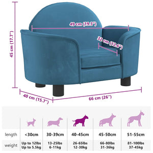 vidaXL Dog Bed Blue 66x40x45 cm Velvet