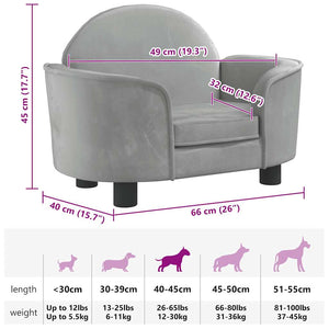 vidaXL Dog Bed Light Grey 66x40x45 cm Velvet