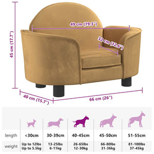 vidaXL Dog Bed Brown 66x40x45 cm Velvet