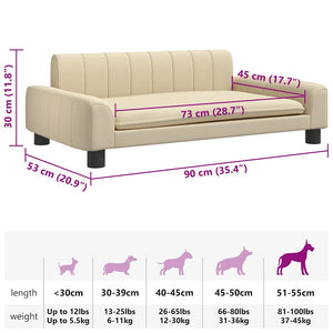 vidaXL Dog Bed Cream 90x53x30 cm Fabric