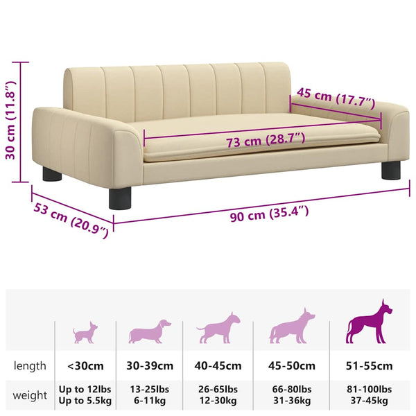 vidaXL Dog Bed Cream 90x53x30 cm Fabric