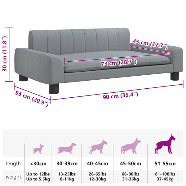 vidaXL Dog Bed Light Grey 90x53x30 cm Fabric