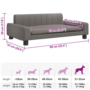 vidaXL Dog Bed Taupe 90x53x30 cm Fabric