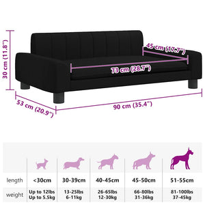 vidaXL Dog Bed Black 90x53x30 cm Fabric