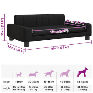 vidaXL Dog Bed Black 90x53x30 cm Faux Leather
