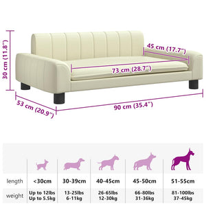 vidaXL Dog Bed Cream 90x53x30 cm Artificial Leather