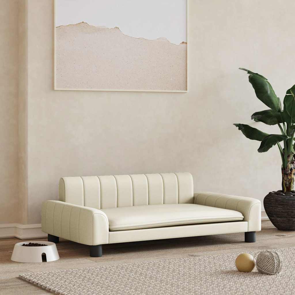 vidaXL Dog Bed Cream 90x53x30 cm Artificial Leather