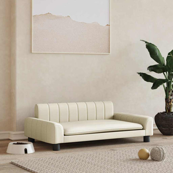 vidaXL Dog Bed Cream 90x53x30 cm Artificial Leather
