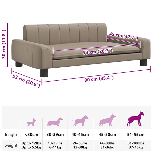vidaXL Dog Bed Cappuccino Brown 90x53x30 cm Faux Leather