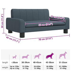 vidaXL Dog Bed Dark Grey 70x45x30 cm Fabric