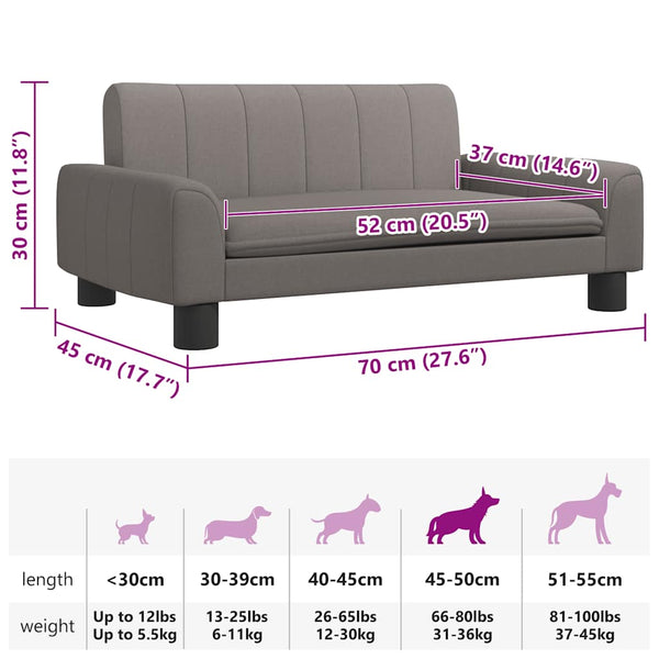 vidaXL Dog Bed Taupe 70x45x30 cm Fabric