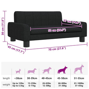 vidaXL Dog Bed Black 70x45x30 cm Fabric