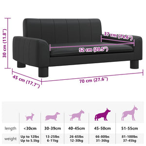 vidaXL Dog Bed Black 70x45x30 cm Faux Leather