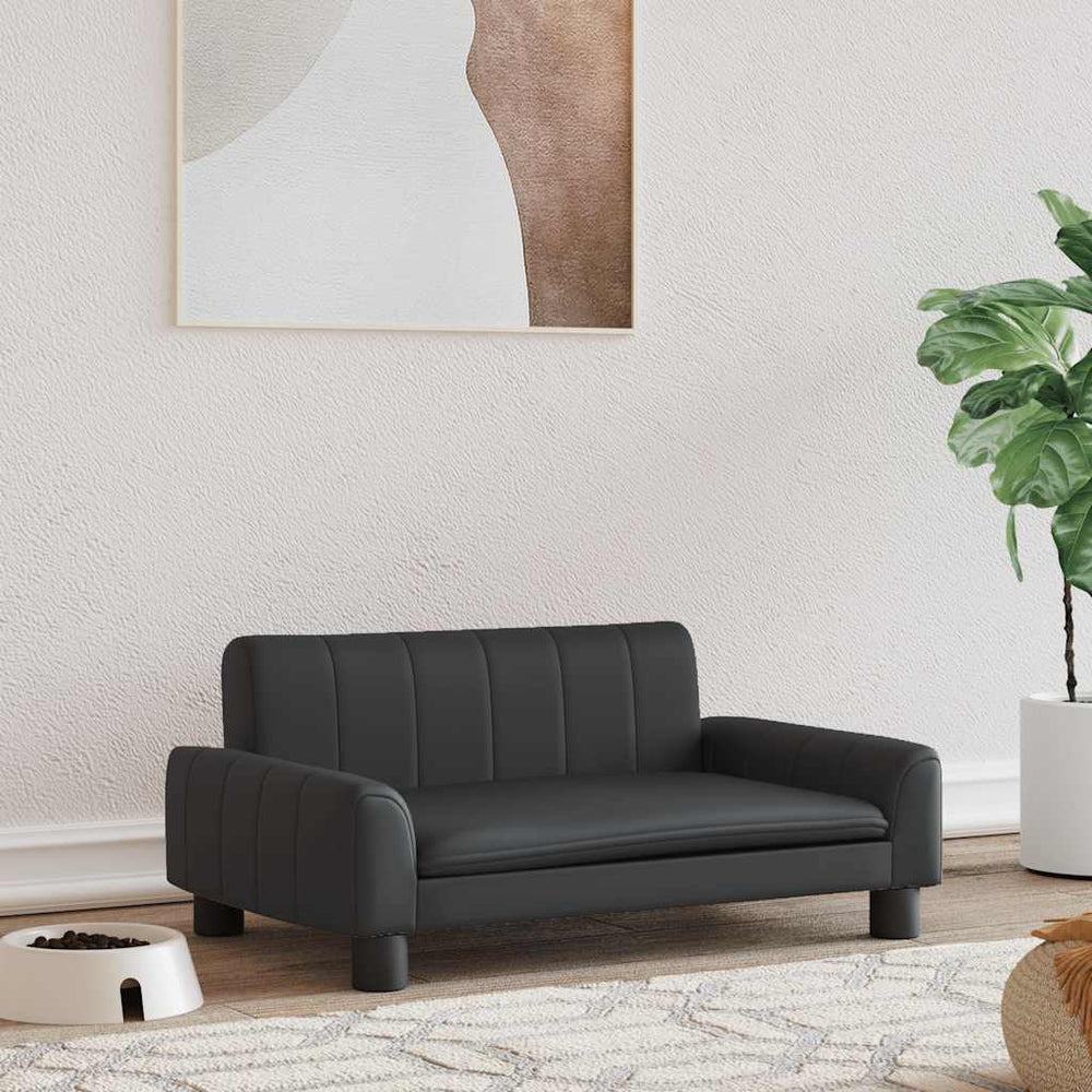 vidaXL Dog Bed Black 70x45x30 cm Faux Leather