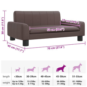 vidaXL Dog Bed Brown 70x45x30 cm Faux Leather