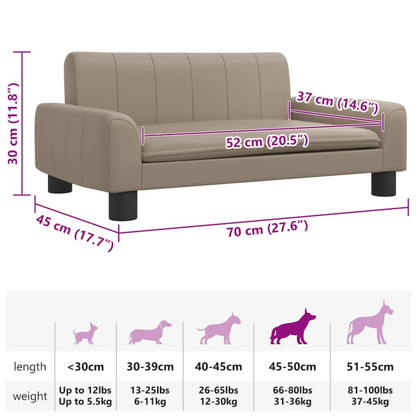 vidaXL Dog Bed Cappuccino Brown 70x45x30 cm Faux Leather