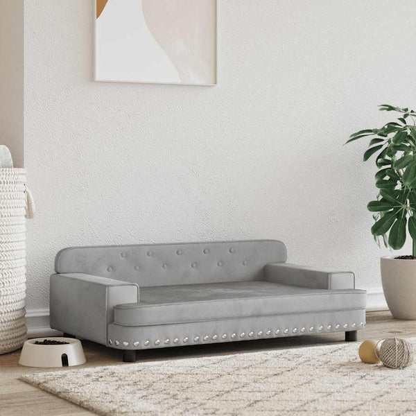 vidaXL Dog Bed Light Grey 90x53x30 cm Velvet
