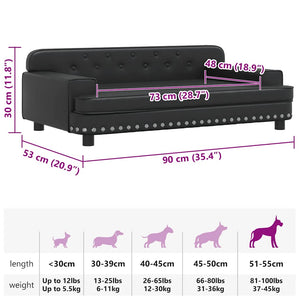 vidaXL Dog Bed Black 90x53x30 cm Faux Leather