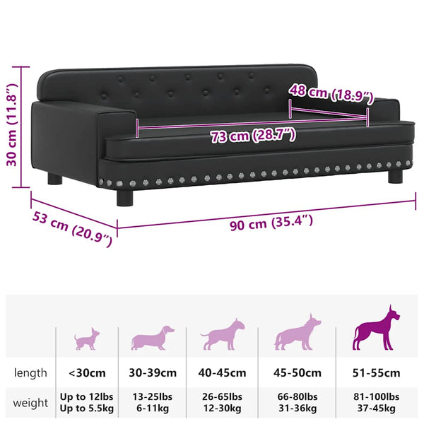 vidaXL Dog Bed Black 90x53x30 cm Faux Leather