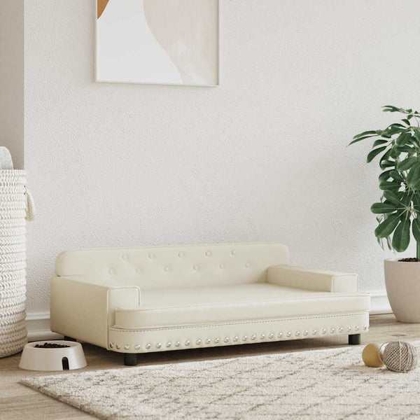 vidaXL Dog Bed Cream 90x53x30 cm Artificial Leather