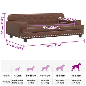 vidaXL Dog Bed Brown 90x53x30 cm Faux Leather