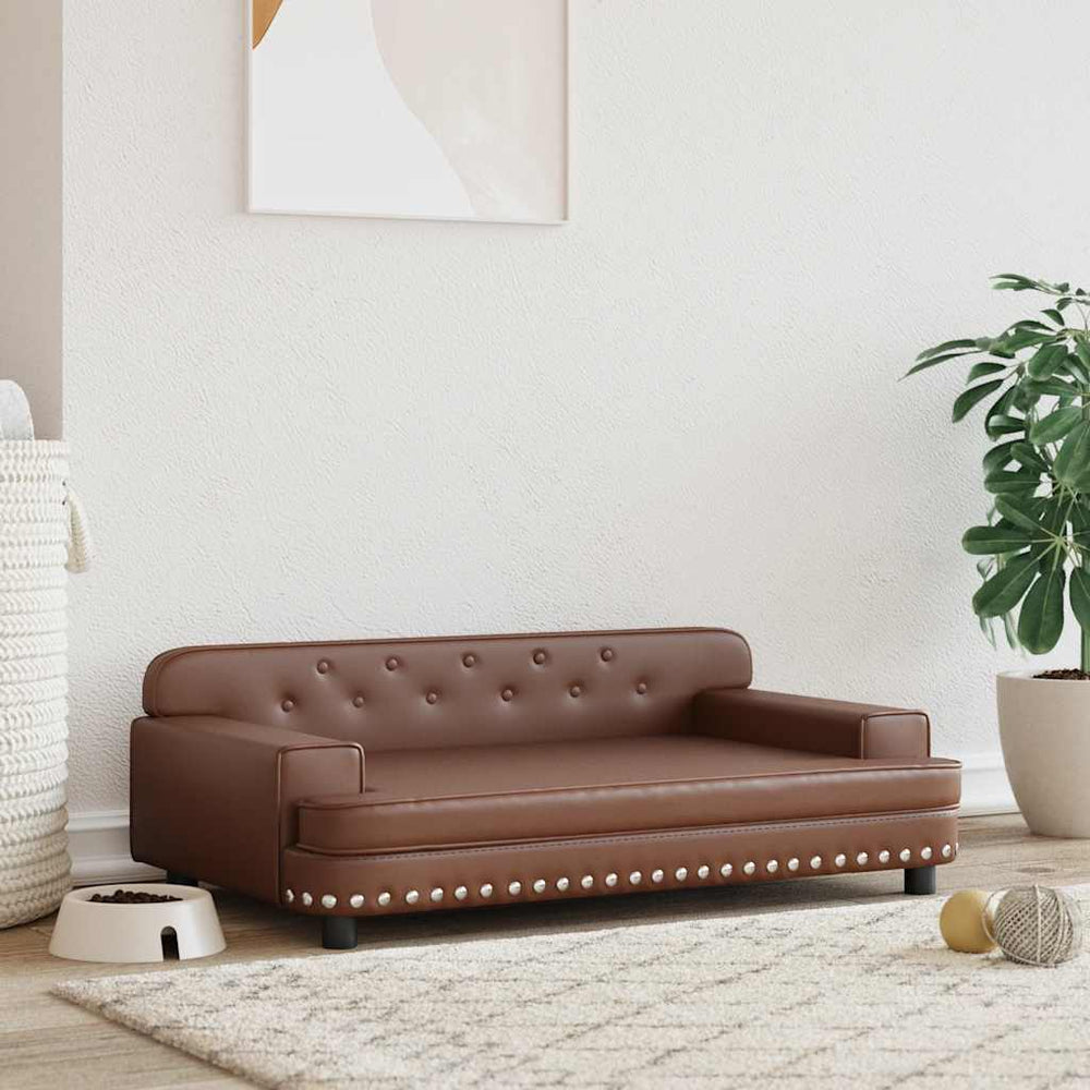 vidaXL Dog Bed Brown 90x53x30 cm Faux Leather