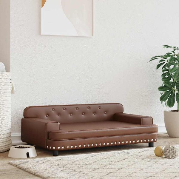 vidaXL Dog Bed Brown 90x53x30 cm Faux Leather