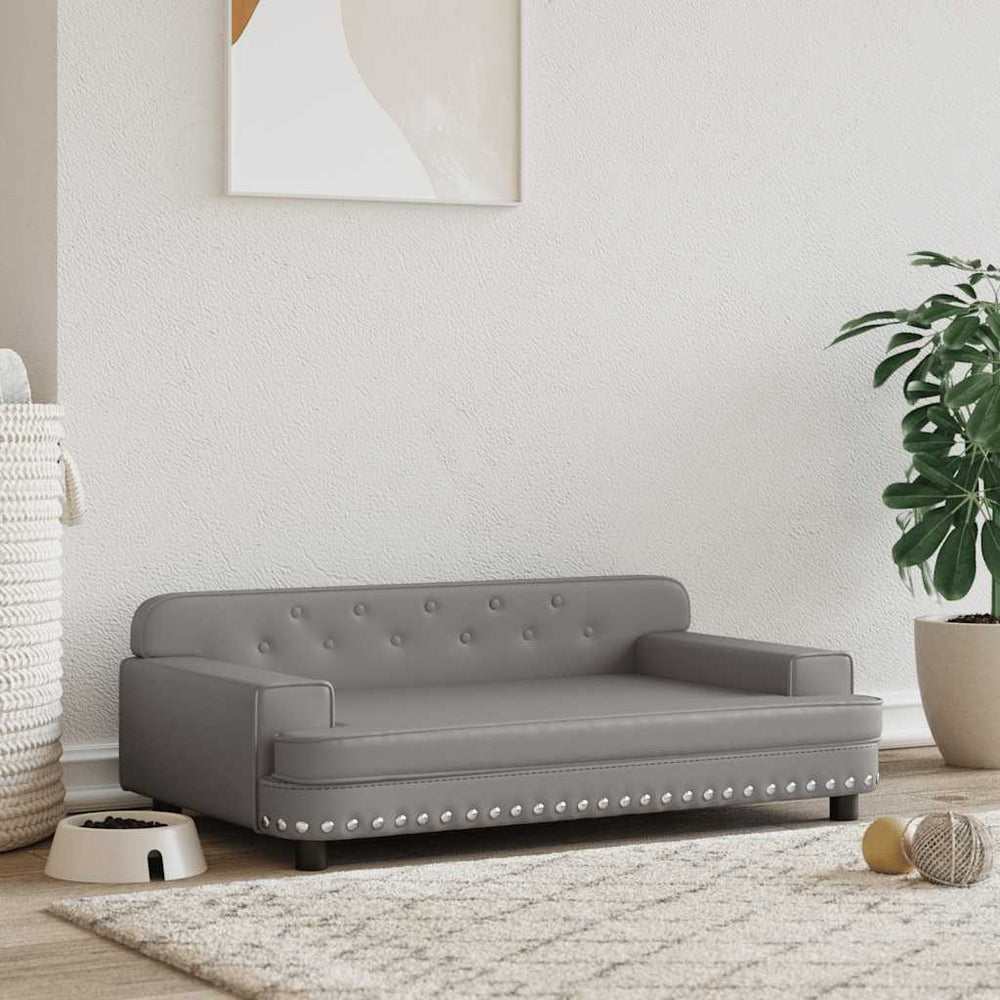 vidaXL Dog Bed Grey 90x53x30 cm Faux Leather