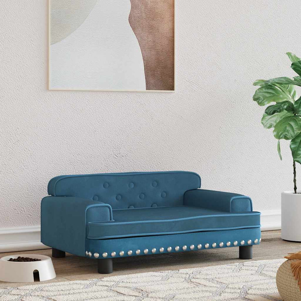 vidaXL Dog Bed Blue 70x45x30 cm Velvet