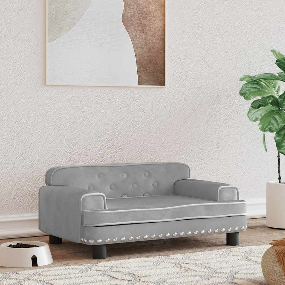 vidaXL Dog Bed Light Grey 70x45x30 cm Velvet