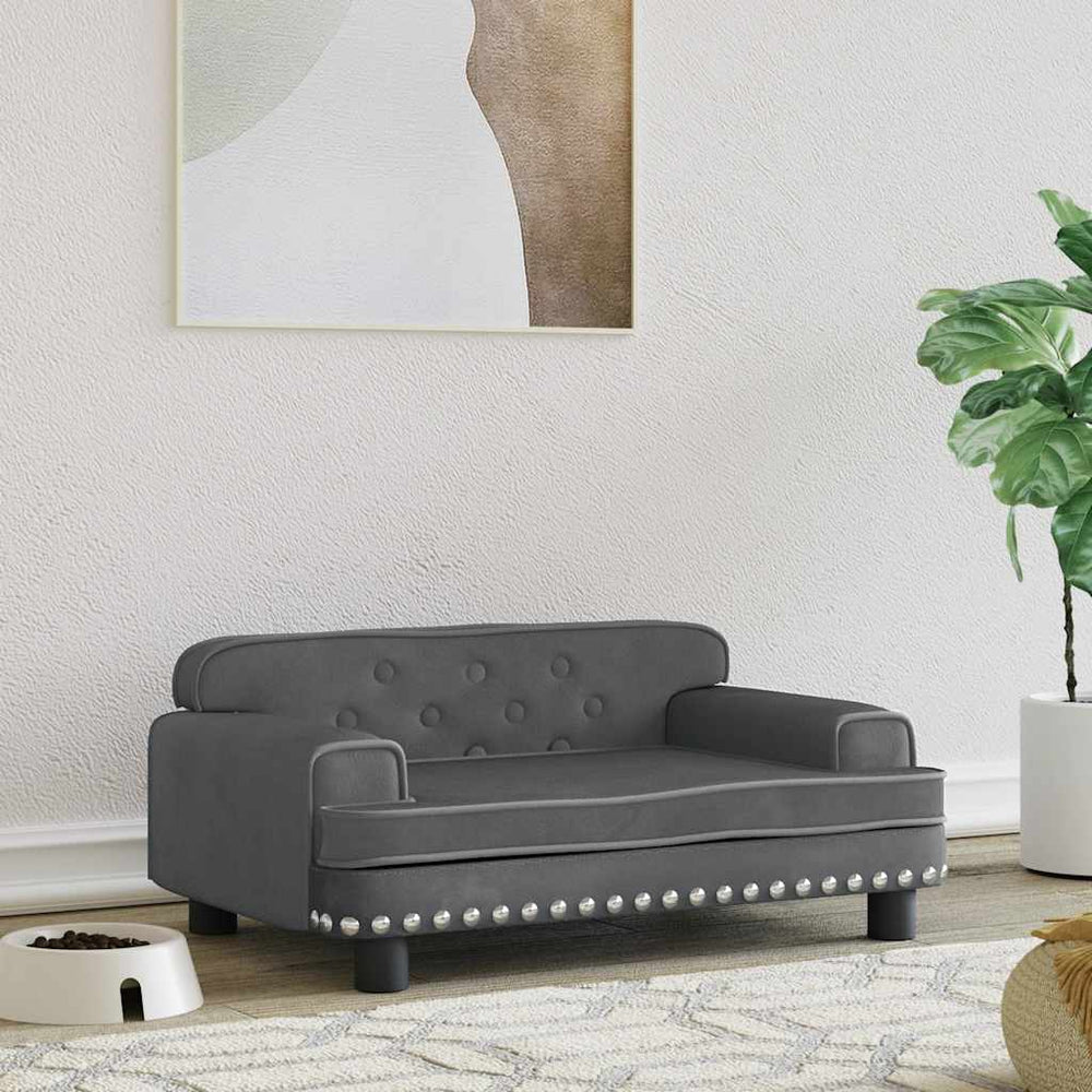 vidaXL Dog Bed Dark Grey 70x45x30 cm Velvet