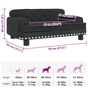 vidaXL Dog Bed Black 70x45x30 cm Velvet