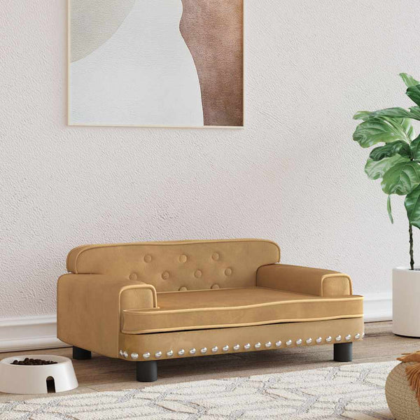 vidaXL Dog Bed Brown 70x45x30 cm Velvet