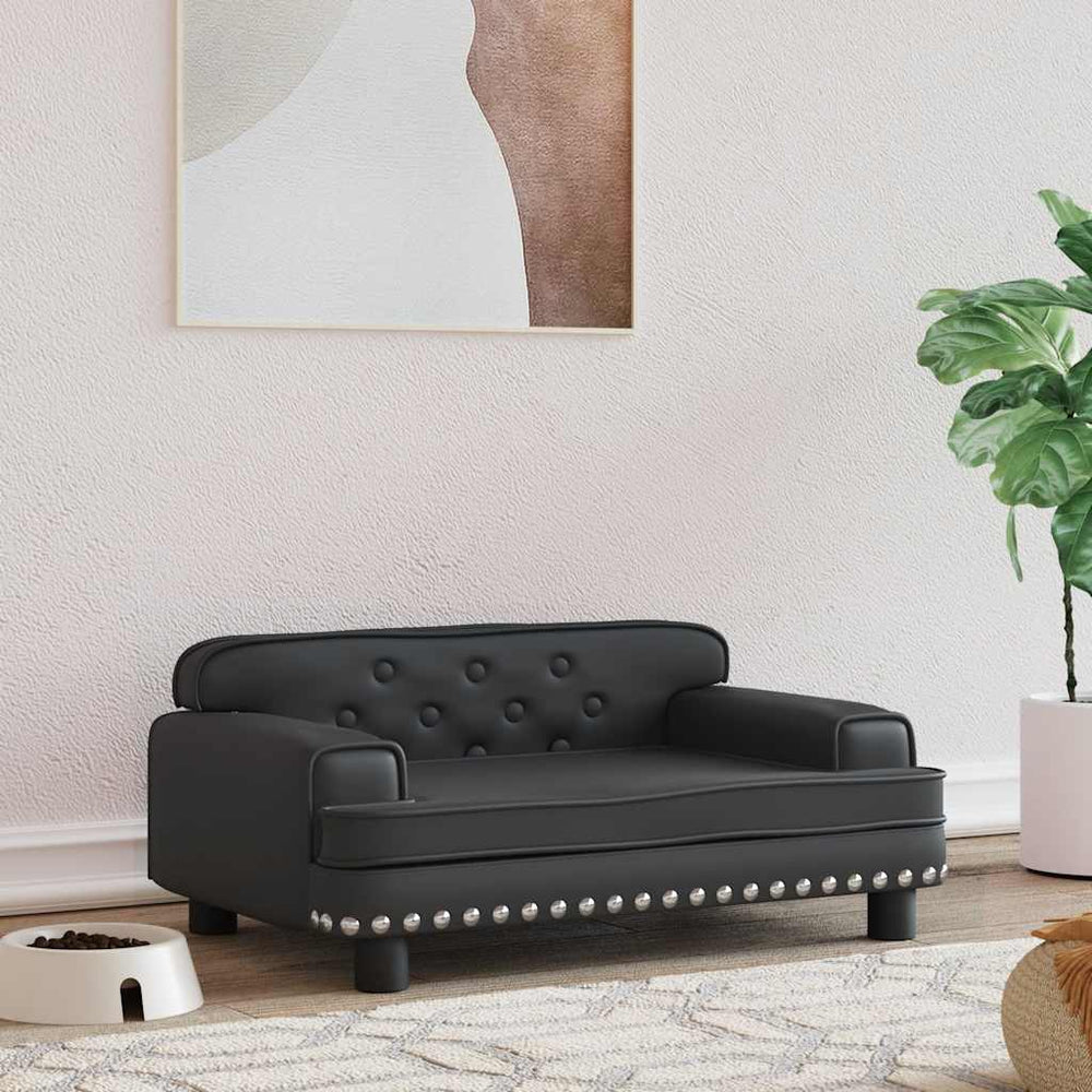 vidaXL Dog Bed Black 70x45x30 cm Faux Leather