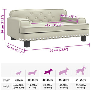 vidaXL Dog Bed Cream 70x45x30 cm Artificial Leather
