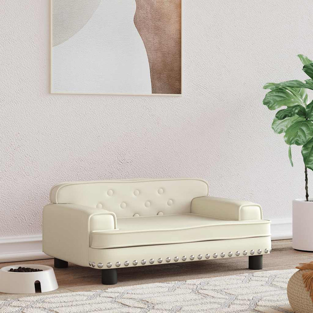 vidaXL Dog Bed Cream 70x45x30 cm Artificial Leather