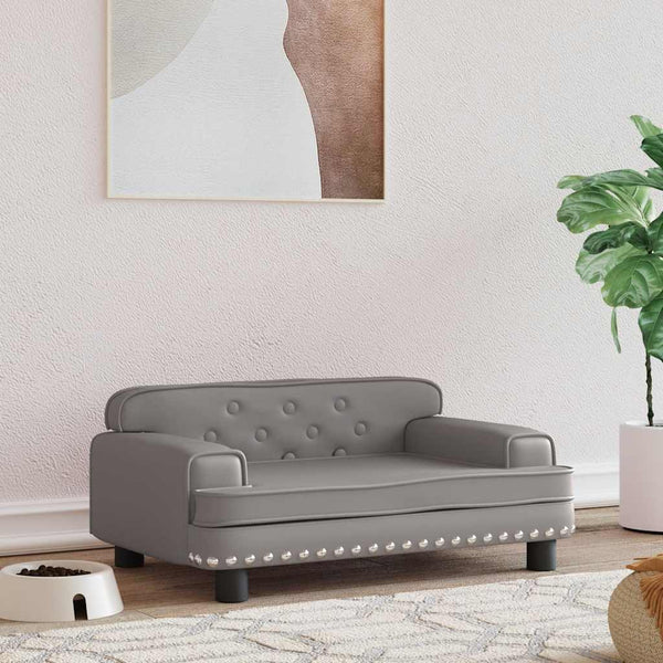 vidaXL Dog Bed Grey 70x45x30 cm Artificial Leather